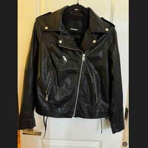 Diesel Women's Black Leather Jacket S